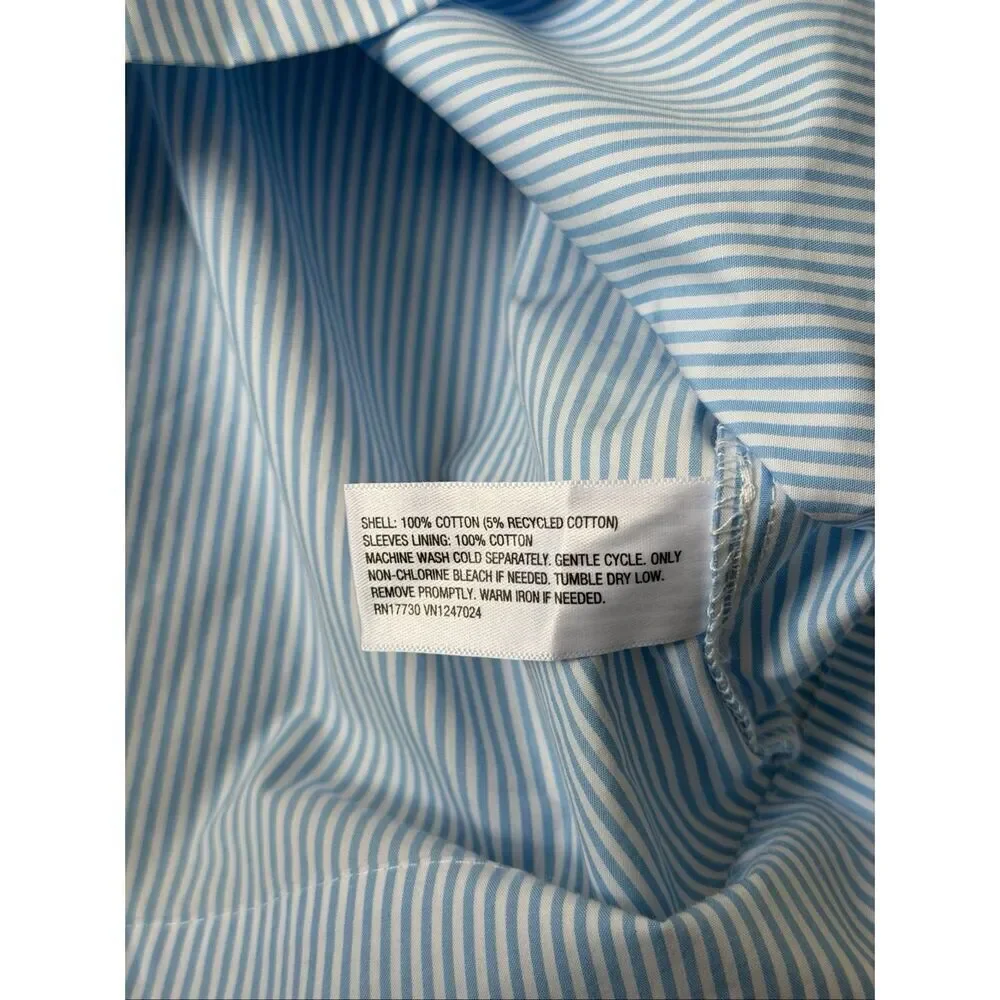Kate Spade Striped Puff Sleeve Top Small White Blue Bow Tie - Picture 8 of 9